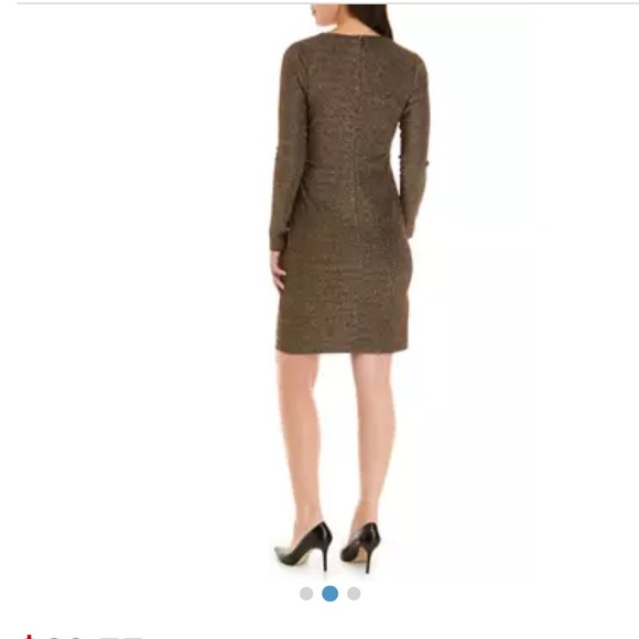 DKNY V-Neck Side Ruched Metallic-Dot Dress sz 6 - Picture 8 of 9